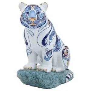 Hổ Khát Vọng 24.4 cm – Xanh Cobalt – Trang trí Vàng 24K